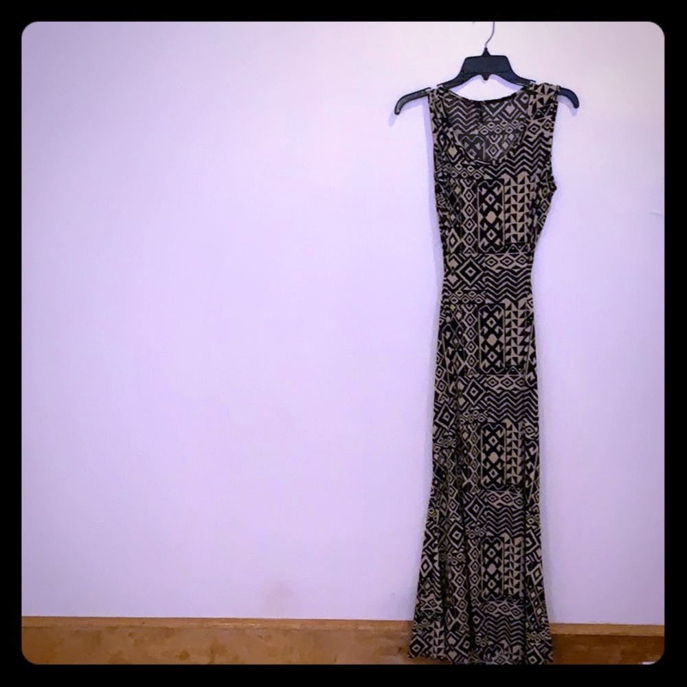This is a long modern dress with the back out